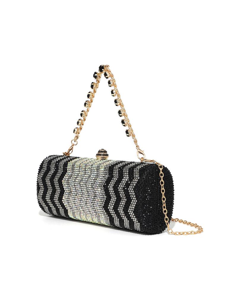 Women's Diamond Wedding Bridal Handbag Shining Rhinestones Evening Clutch Green/Black Crystals Party Purse for Special Occasions