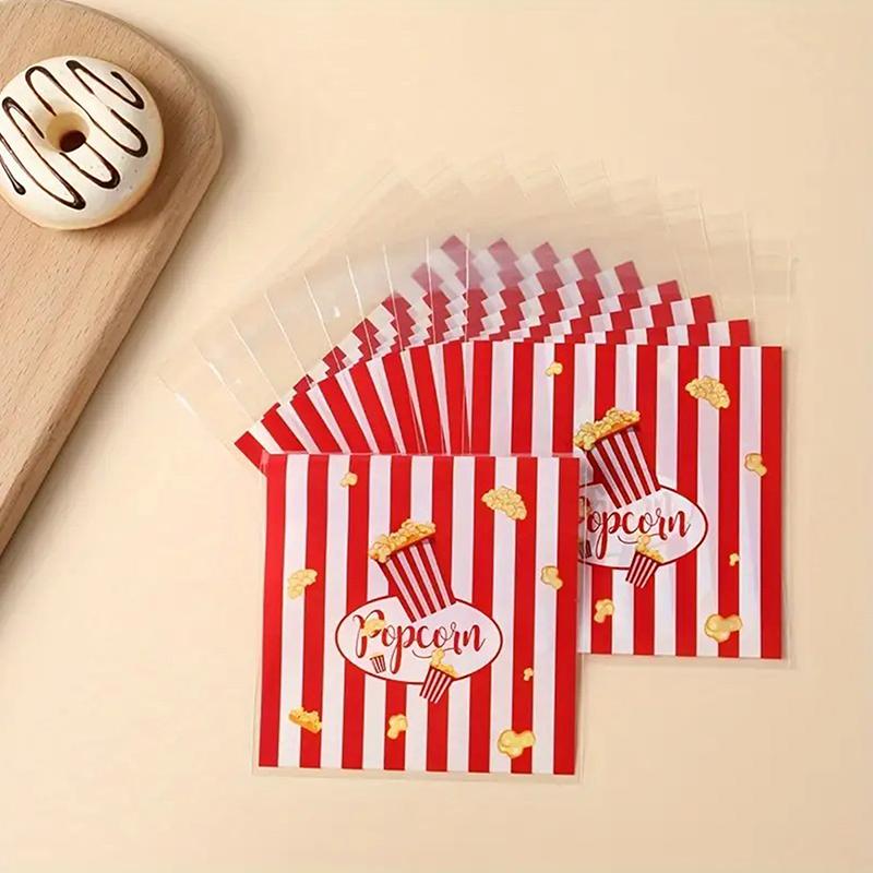 50/100 Pièces Sacs Cadeaux Design Popcorn 13*10Cm Rayure Rouge Blanche Sacs Auto-Scellants Biscuits Bonbons Sacs à Snacks Décoration de Fête