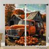 Piece Set High Definition Digital Printed Curtainsautumn Orange Truck Pumpkins Rural Scenehome Decoration Style Vintage Curtains Made Of Polyester