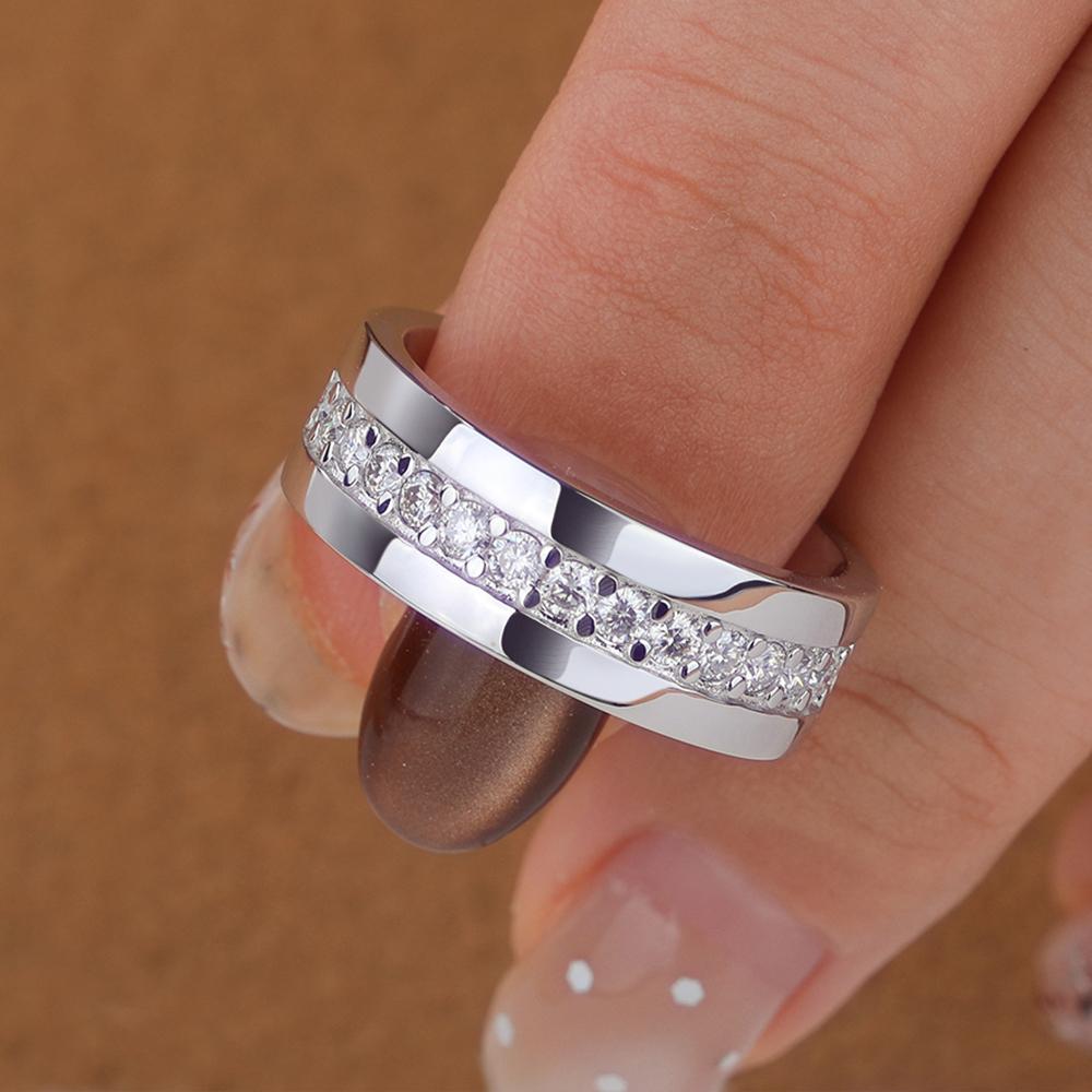 0.54cttw Full Moissanite Mens Wedding Band   CopperPolished Flat Minimalist Design Men Ring Anniversary Jewelry Gift