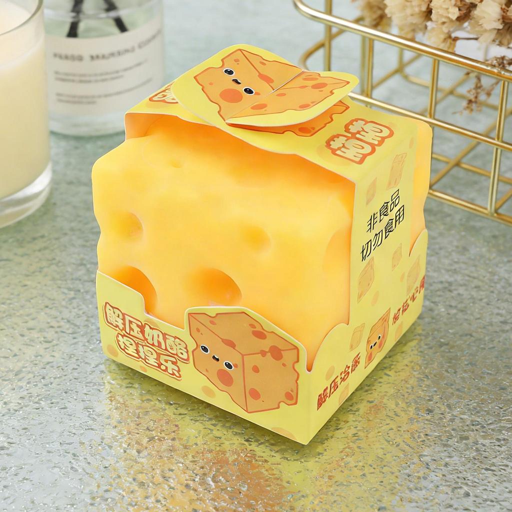 Cute Cheese Stress Toy Simulation Squeeze Decompress Toy for Kids Teens Adults Study Work Home School Office Fidget Toy