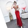 Chinese Toast Dress Bride Red New Spring Fish Tail Thin Wedding Cheongsam Evening Dress Women's Long Summer