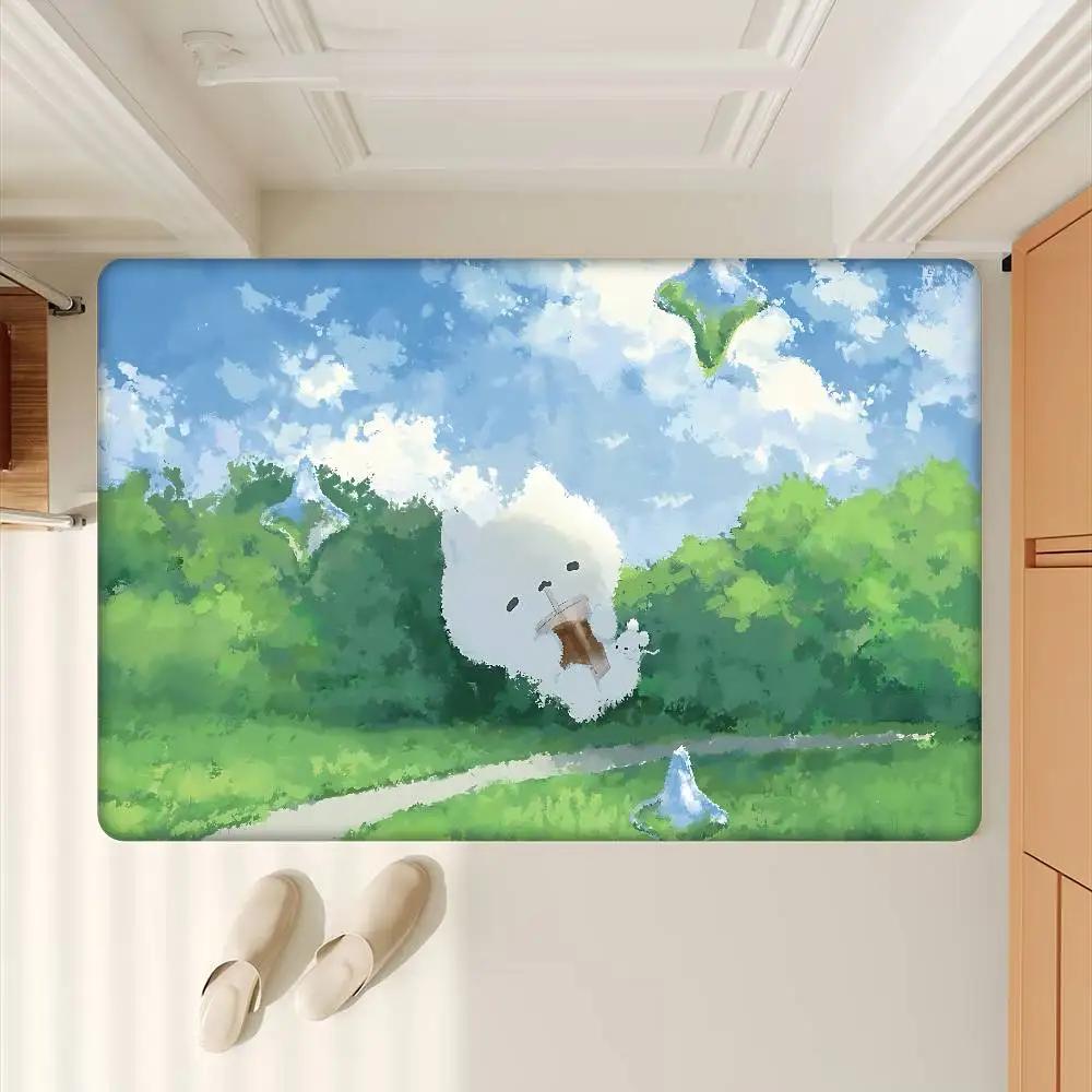 Kitty Cute And Girlish Style Floor Carpet Kids Room Bedroom Decoration Balcony Anti-Slip Doormat Living Room Hotel Decor Mat