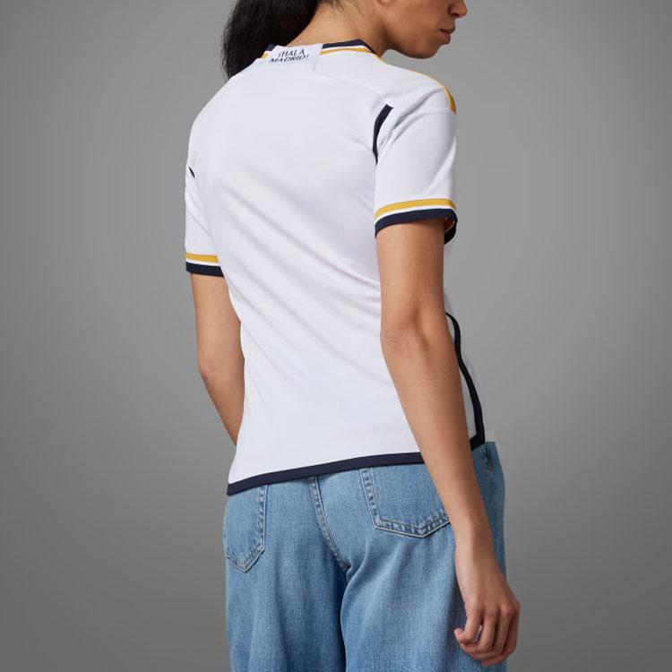 Adidas Letter Stripe Printed Short Sleeve Soccer Jersey Women jersey White IB0016