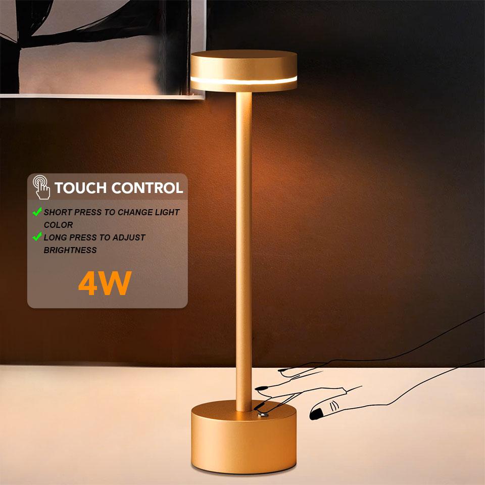 

Table Lamp LED Rechargeable Wireless Reading Lamp Touch Switch Desktop Night Light Brightness Changeable Decoration Night Light золотой