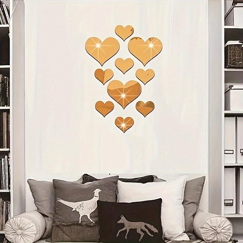 10Pcs/Set 3D Love Acrylic Mirror Wall Decals-Removable Stickers for Home,Living Room, Bathroom,Bedroom, Doors, Windows & Sofa Backdrop, Romantic Decor