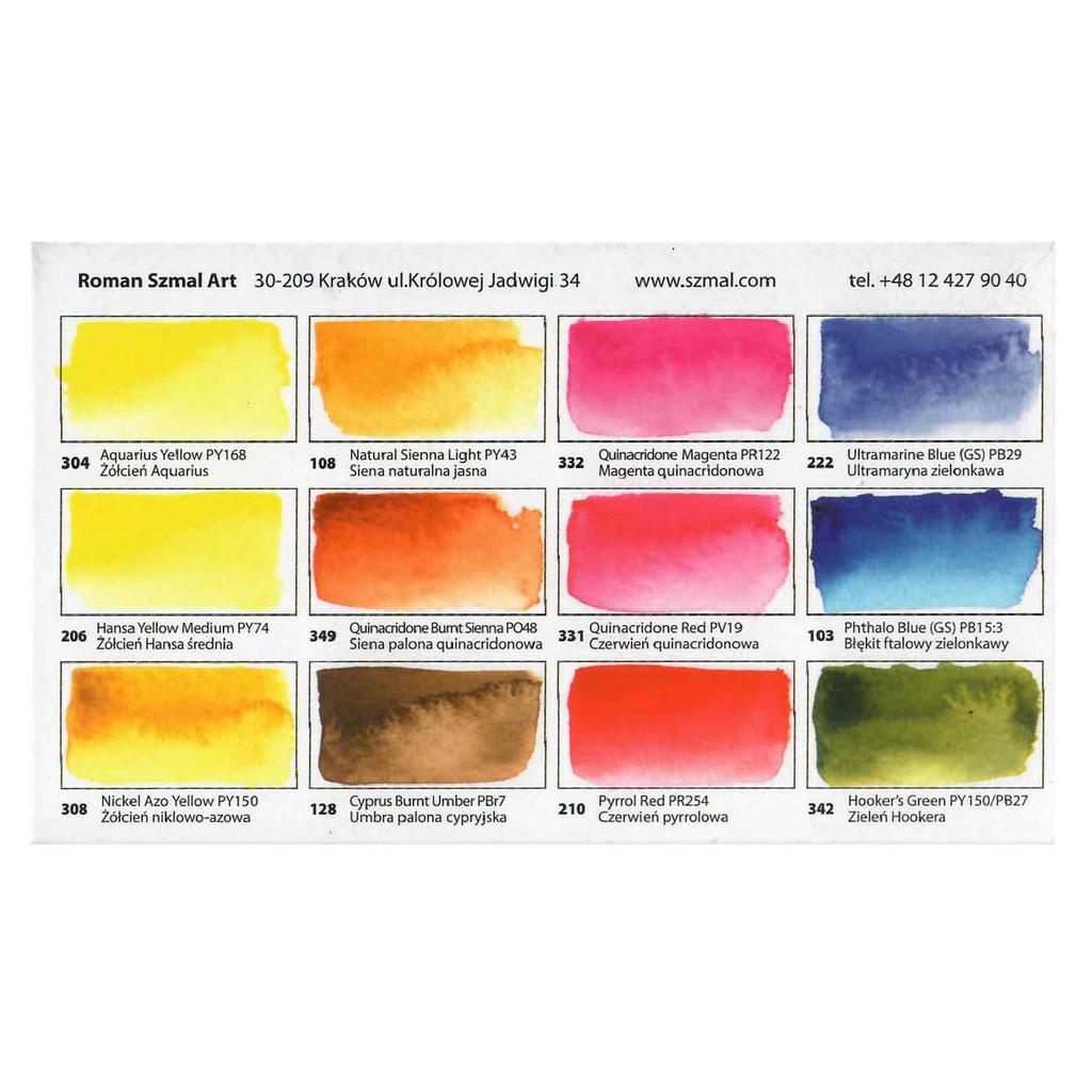 Aquarius Watercolors 12 Colors Krzysztof Kowalski Palette