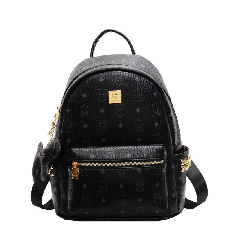 Двухплечевая сумка - Модная корейская двуплечевая сумка из ПУ с ретро-принтом и заклепками-буквами - Женская деловая сумка with pendant чёрный