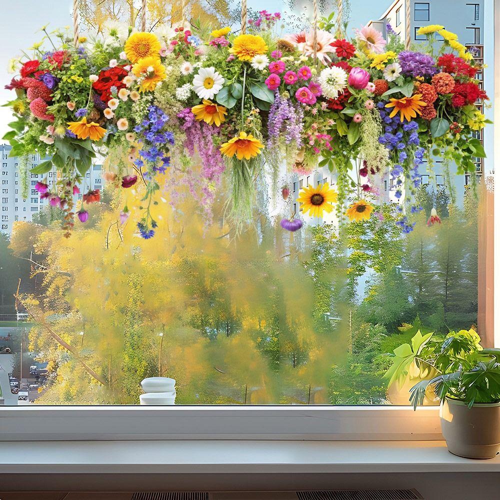 Photo Props Floral Rattan Static Stickers Double Sides Decorative Sticker NEW Glass Decals  Gift