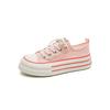Fashion Women's Canvas Sneakers Thick Bottom Casual Sports Shoes Round Toe Lace-Up White Shoes Good Matching Platform Shoes