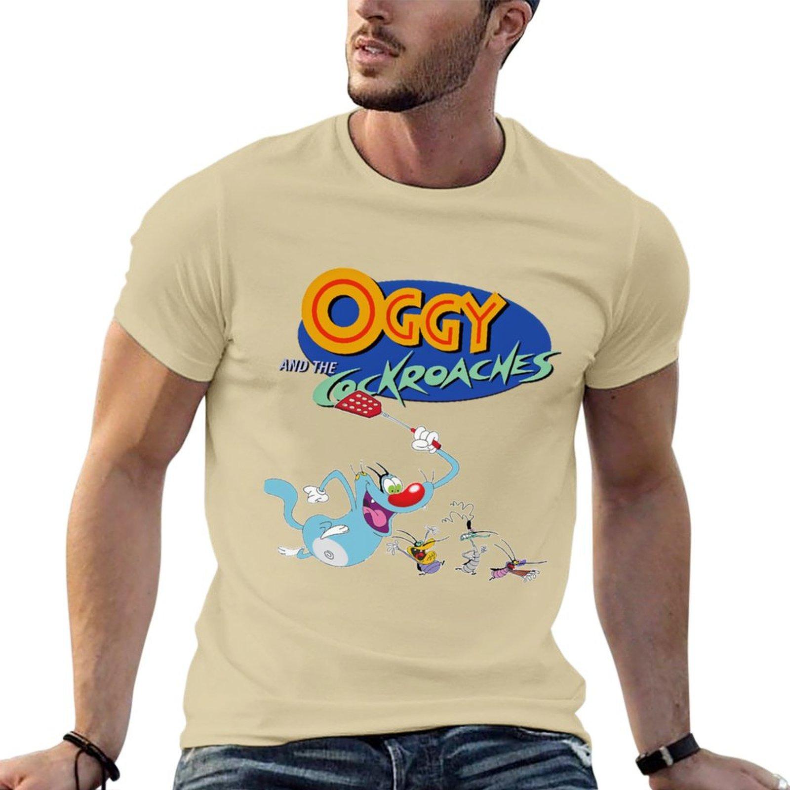 Oggy und die Kakerlaken (72) T-Shirt Mann T-Shirt Ästhetische Kleidung T-Shirts für Männer Grafik M beige