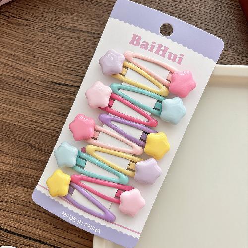 Sweet Candy Color Children's Drip Oil Hollow Bb Clip Cute Star Bow All-inclusive Girls' Small Pressure Clip Hair Band