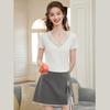 French Elegant Lace Trim V-Neck Short Sleeve Women's T-Shirt