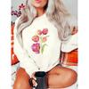 Women Fashion Leopard Vintage Flower Long Sleeve Print Sweatshirts Clothes Ladies Clothing Graphic Pullovers