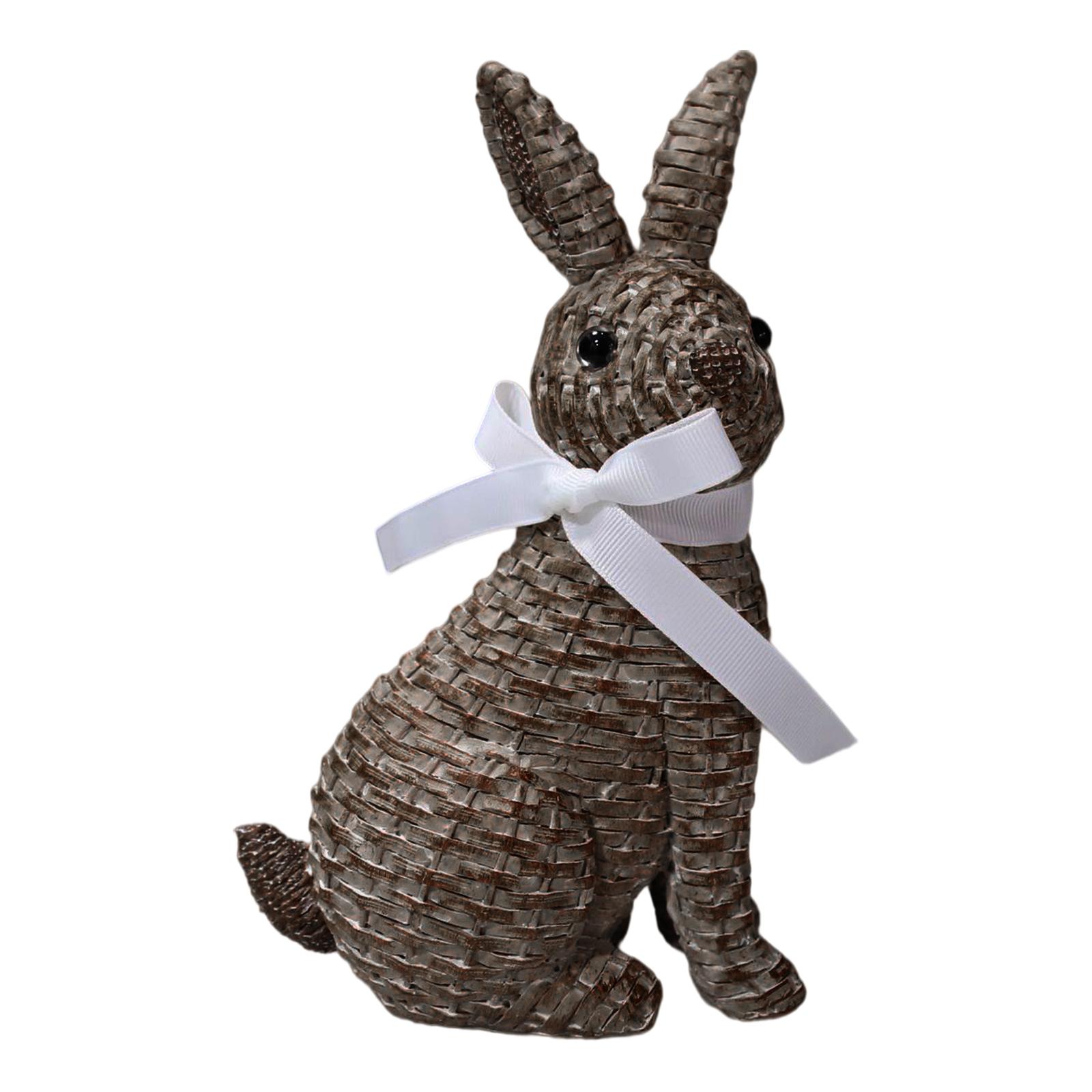 

1/2Pcs Resin Rattan Easter Bunny Vine Weaving Effect Wicker Bunny Rabbit Figurine Statue Decorative for Home Courtyard Lawn Sitting Posture темно-коричневого
