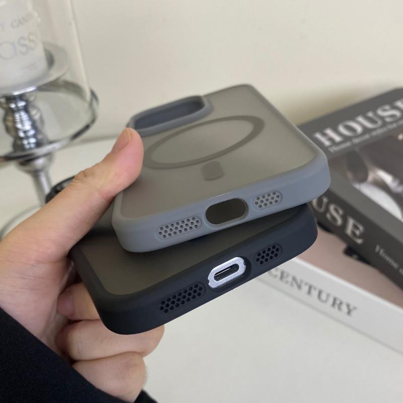 Magnetický nárazuvzdorný kryt MagSafe pro iPhone, ochranný plášť s bezdrátovým nabíjením, tmavý, pro iPhone 14 15 14Pro Max 13 Pro Max