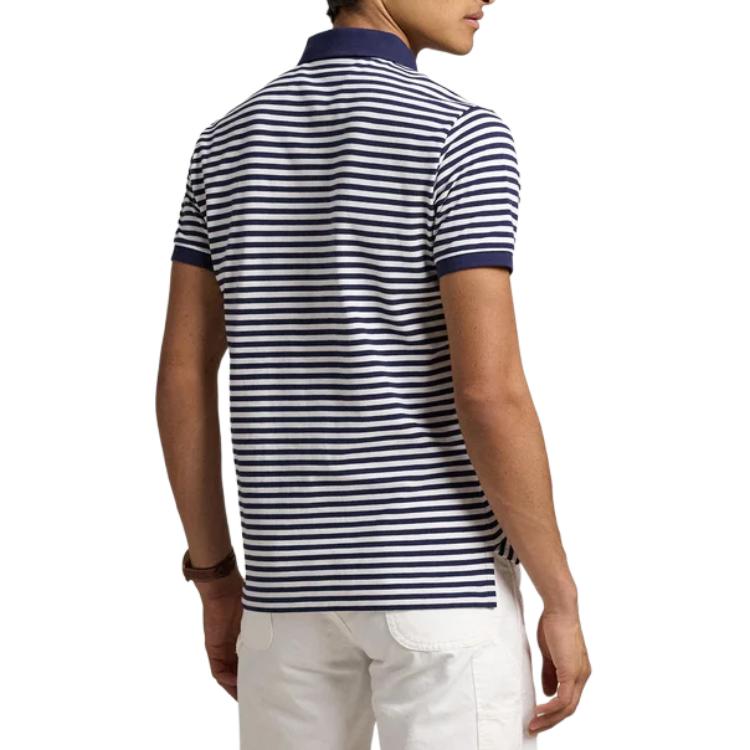 Polo Ralph Lauren Koszulka polo w paski Slim Fit Męskie topy Niebieski 710956682-001
