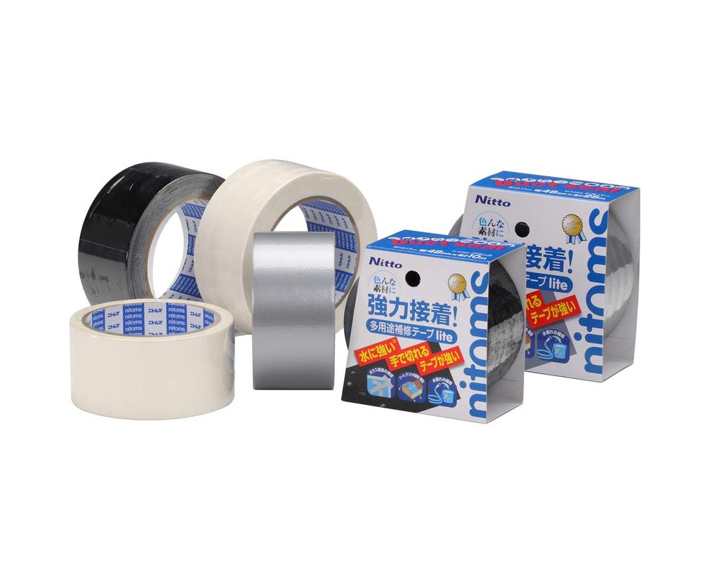 Nitoms Repair Tape Strong Tearable by 48mm Width X 10m Length X 1 M5351 Multi-Purpose Lite, Adhesive, Hand, 0.17mm Thickness, Roll, White,