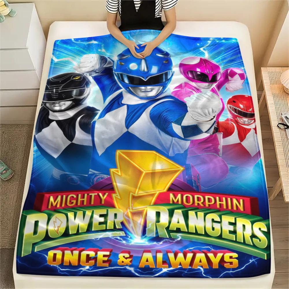 1 Stück Power Rangers Aufdruck Flanelldecke, Hohe Qualität, Bequem für alle Jahreszeiten, Heimdekoration, Wärme und Komfort, Perfekt für Geschenke