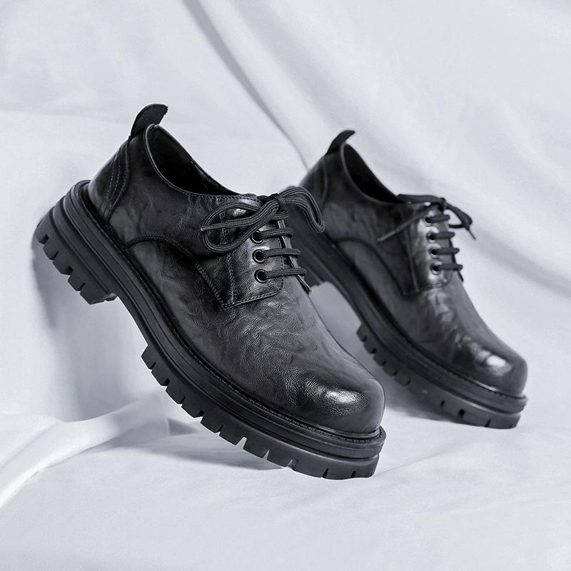 Fashion Green Leather Classic Men's Casual Shoes High Quality Red Men's Thick Sole Leather Shoes Brogue Retrol Business Shoes for Men