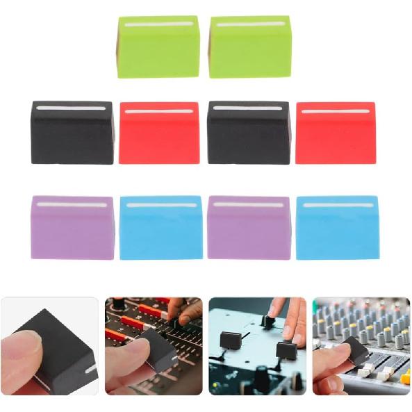 10Pcs Slider Cap Replacement Knob for Mixer Fader Control 4Mm Inner Hole Assorted Colors for Various Devices