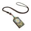 Ethnic Nepal Thangka Pendant Necklace with Wooden Beads