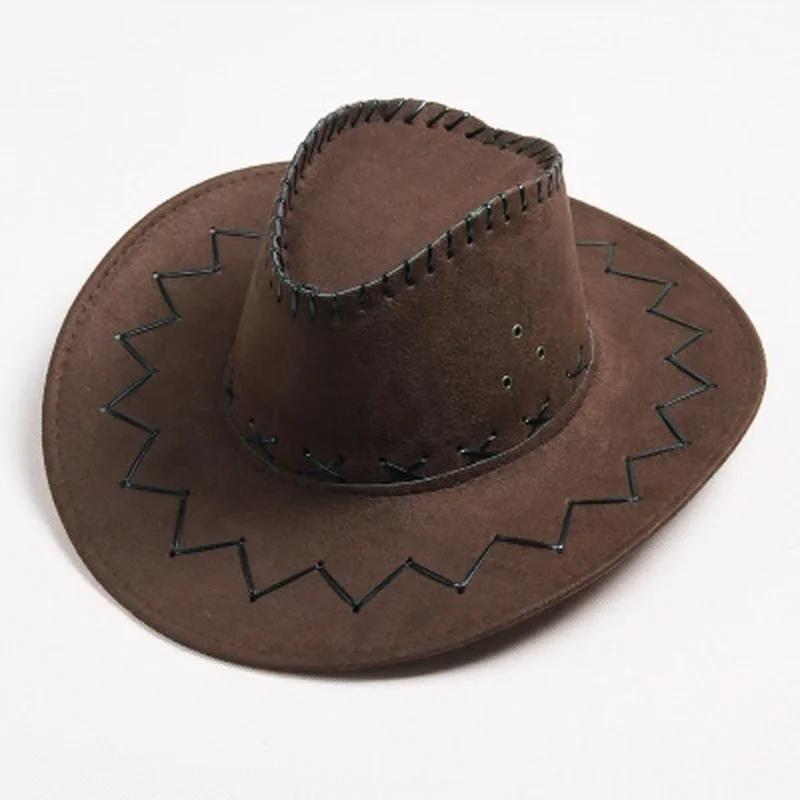 Western Cowboy Style Sun Hats Cowgirls Artificial Suede Wide Brim Leisure Woman Accessories Hats Head Decoration Handsome Hats