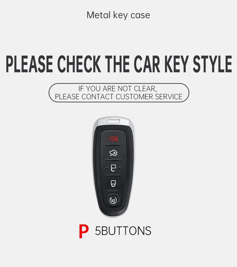 Zinc Alloy Leather Car Remote Key Case Cover Shell For Ford Edge Explorer Escape Focus Taurus Flex Keyless Keychain Accessories