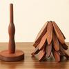 Creative Non-Slip Cup Coaster Set Wooden Christmas Tree Shaped Trivet Insulation Coaster 4pcs Foldable Kitchen Placemat