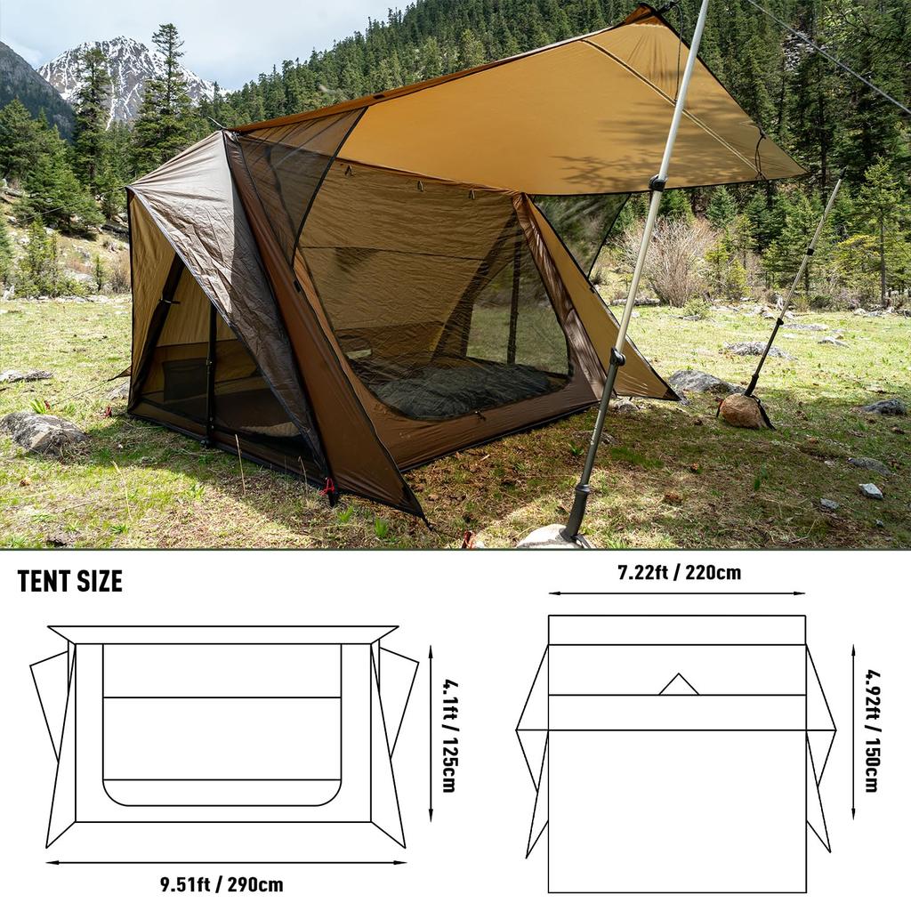 Lightweight Backpacking Tent (20D Nylon) Hiking Tent Camping Bushcraft Shelter 3 Season