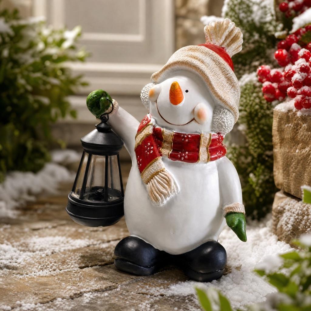 Resin Christmas Snowman Garden Decoration for Holiday Outdoor Ornament