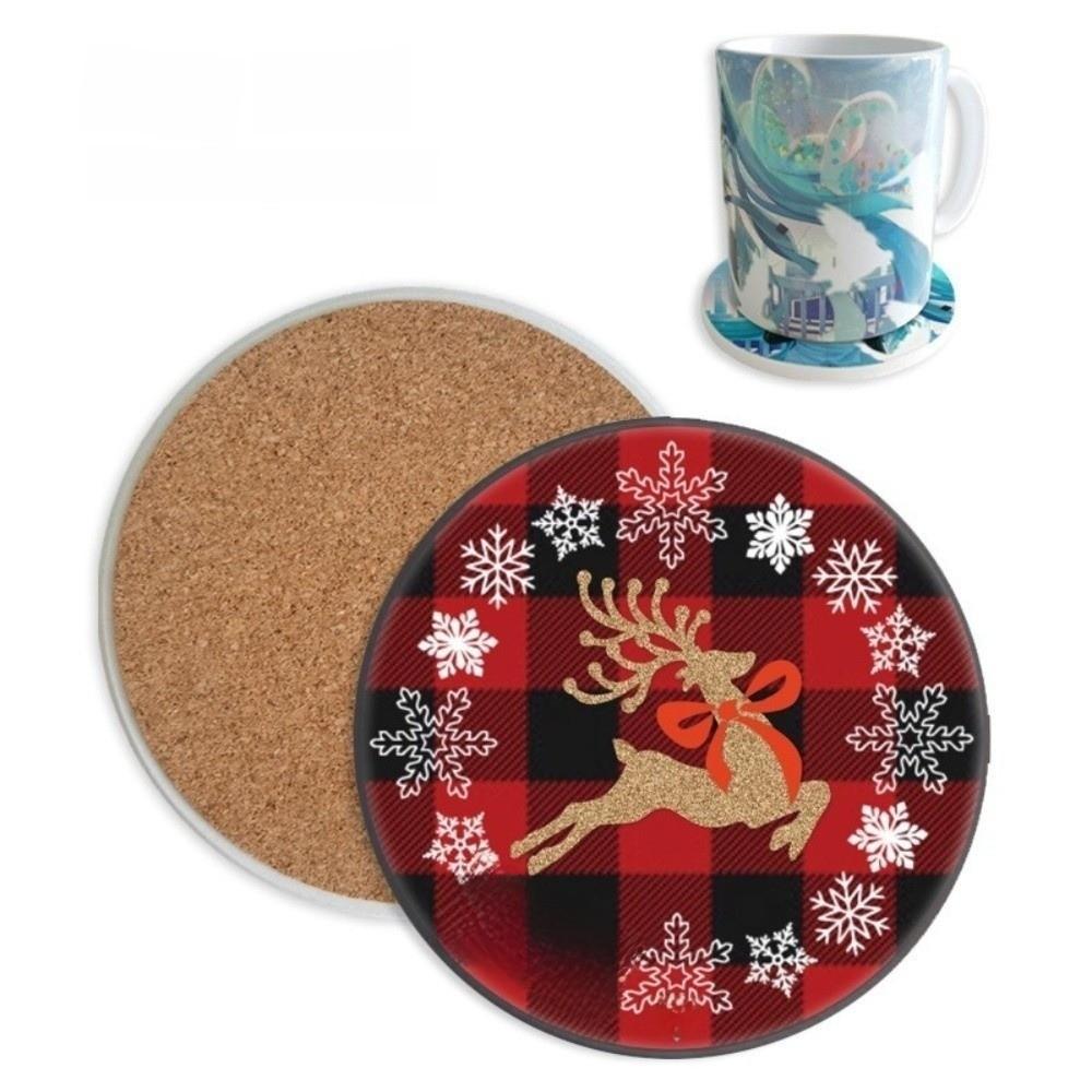 Non-Slip Christmas Santa Coasters Reindeer Insulation Pad Snowman Ceramics Family Gathering