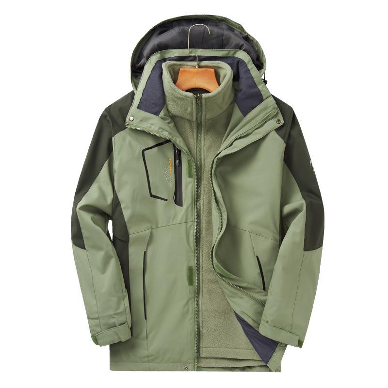 Outdoor Windproof 3-in-1 Detachable Mountaineering Suit with Two-Piece Fleece Liner