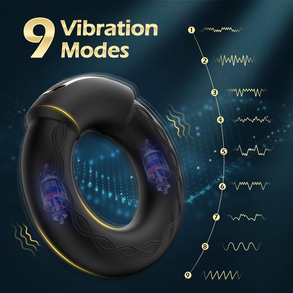 9 Mode Heating Vibrating Penis Ring for Men - Couples Cock Ring Vibrator, Adult Sex Toy with Strong Stimulation