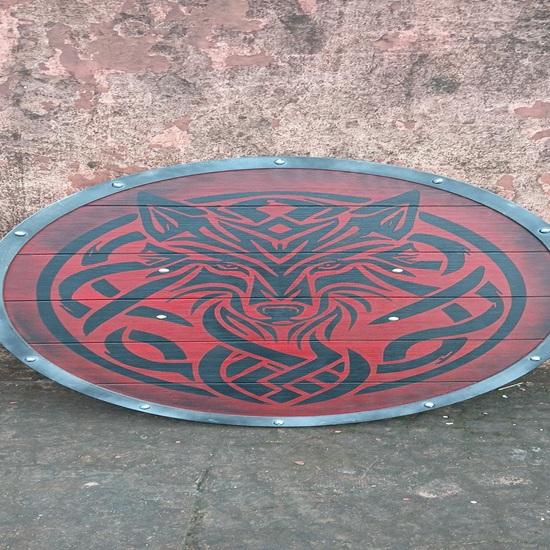 Wikinger Holzschild Handgefertigt Nordische Wolf Dekoration 60,96 cm Cosplay Requisite Geschenk Hochzeit, Thanksgiving, Chinesisches Neujahr, Weihnachten