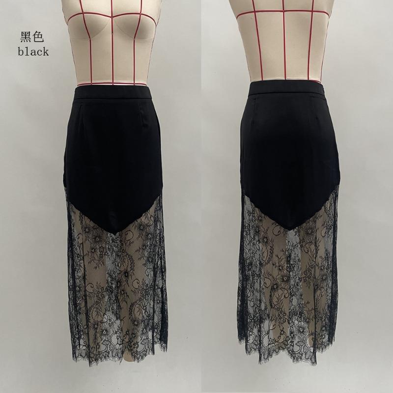 Jesień i zima nowa damska odzież, seksowna koronkowa wstawka średniej długości i długa spódnica, spódnica typu bodycon