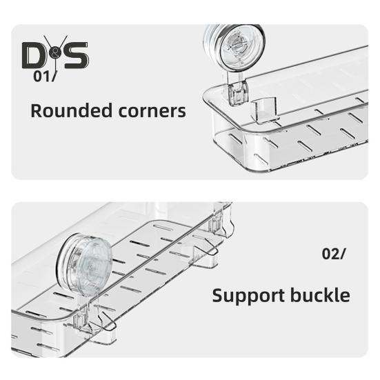 Wall Mounted Suction Cup Storage Rack Strong Load-bearing Easy to Install Bathroom Caddy Soap Makeup Storage Shelf