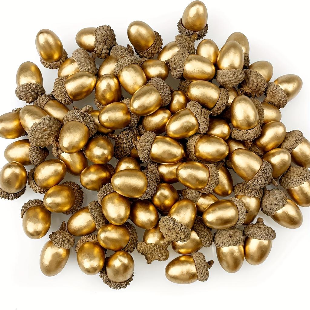 20/50pcs Artificial Golden Acorns,Exquisite Floral Decoration,  Kitchen Decor,Festive Christmas &Four Seasons Tabletop Ornaments