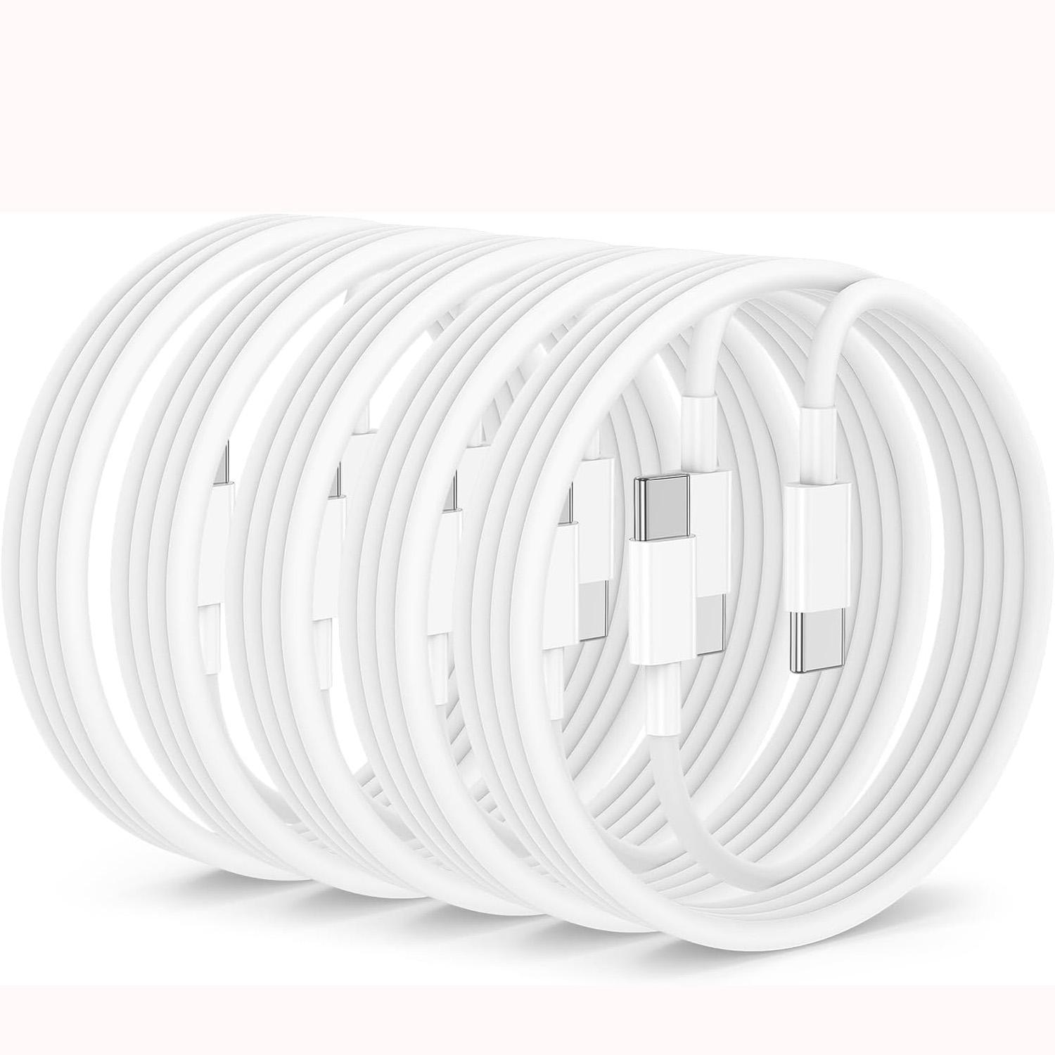 

60w 5Pack USB C to USB C Cable White Type C Charging Fast Cord for 17 Pro Max 16 15 Samsung Huawei Charger Line 1m