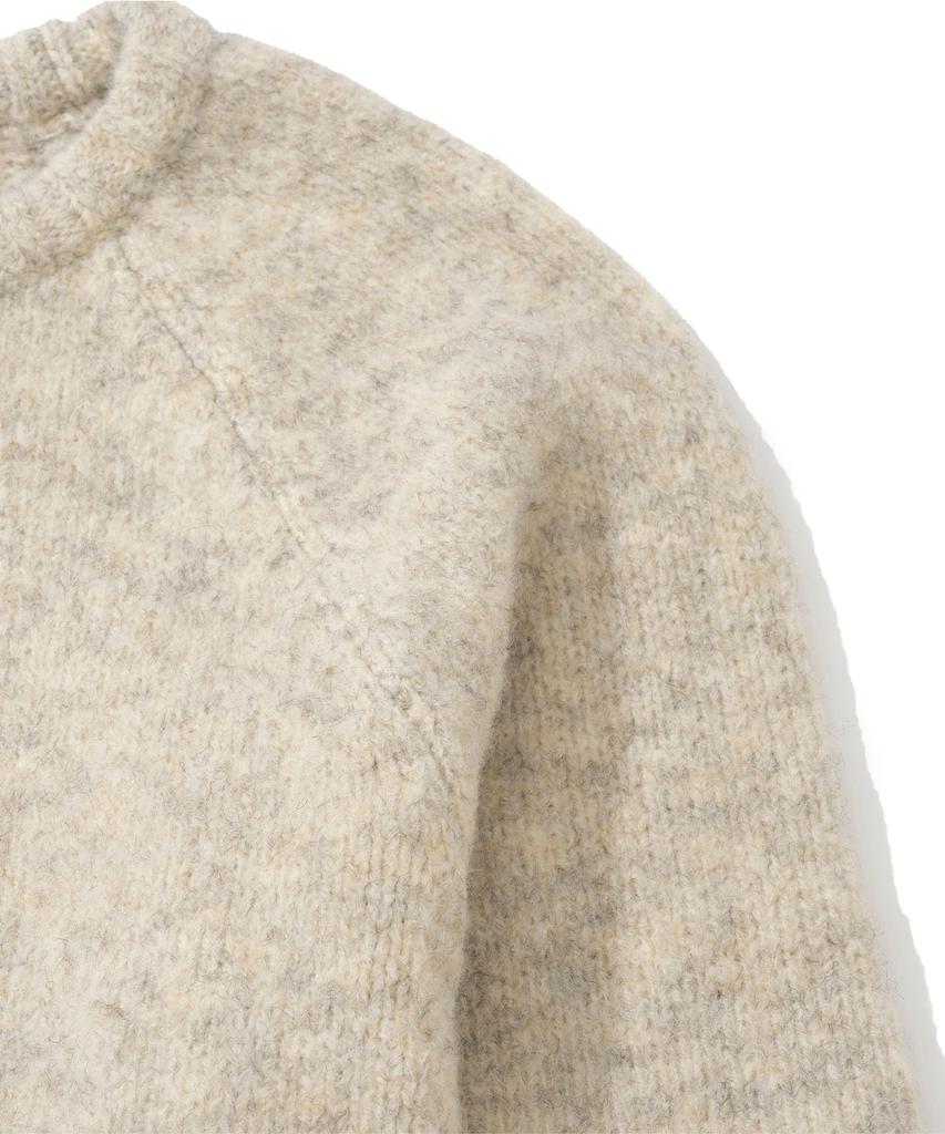 KNITTED (Unixsex) Boucle Raglan Crop Round Knit Oatmeal