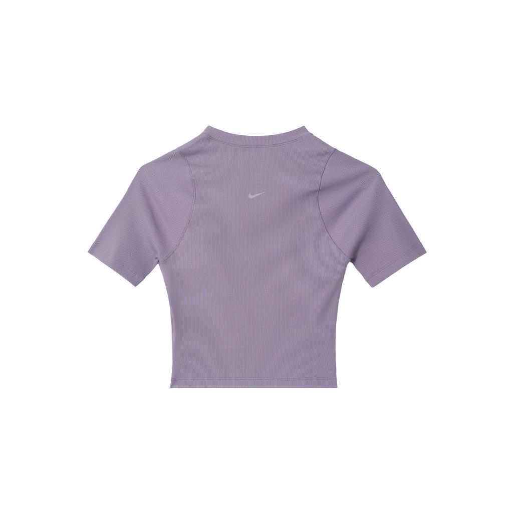 Nike Zenvy Ribbed Short Sleeve Crop Top with Quick-Dry Technology Women Tops Dawn-Deep-Purple FN7468-509
