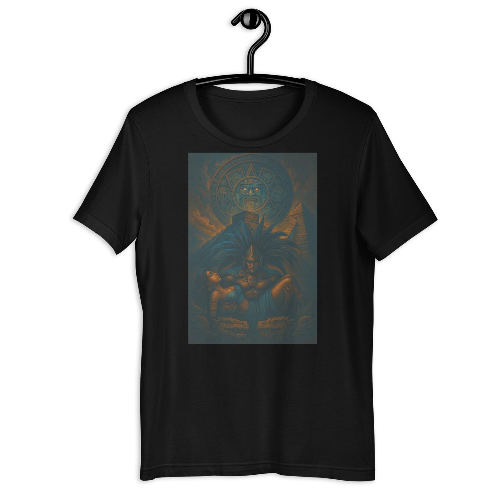 Aztec Warrior Pyramid Calendar Dark Art Mexican Culture T-Shirt S