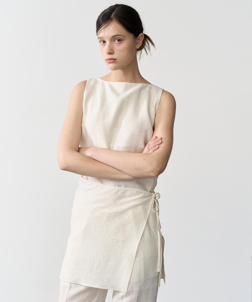 BIBYSEOB (2-Piece) Linen Elastic Waist Pants Oatmeal [T62]