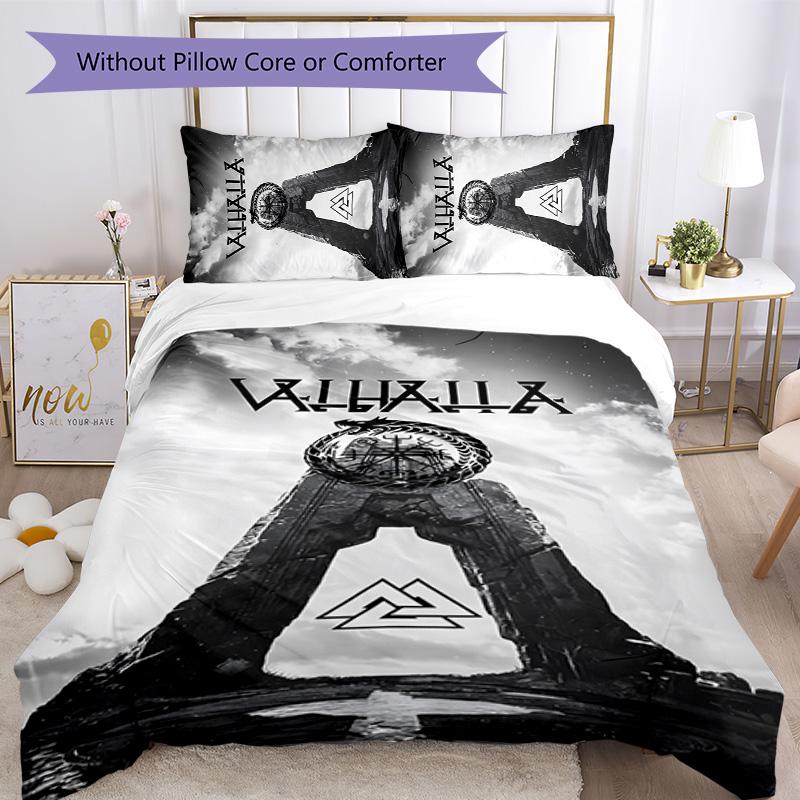 Mythology Valhalla 3pcs Bedding Set Duvet Cover Closure Includes 1 Duvet Cover & 2 Pillowcases for All Seasons Bedroom Home Dorm Decor