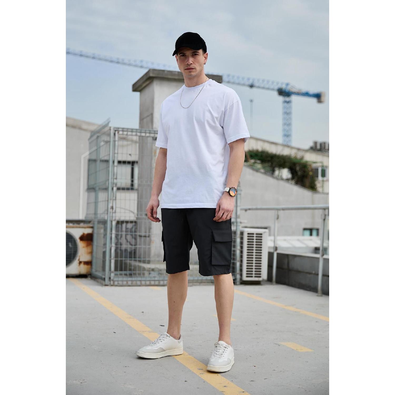 

Black Color Cargo Pocket Parachute Fabric Men s Shorts 31 чистый
