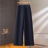 2025 Autumn/Winter High-Waisted Slimming Woolen Wide-Leg Cropped Pants