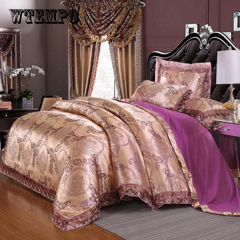 Buy Wedding Luxury Bedding Sets Jacquard Queen/King Size Bedclothes Bed ...