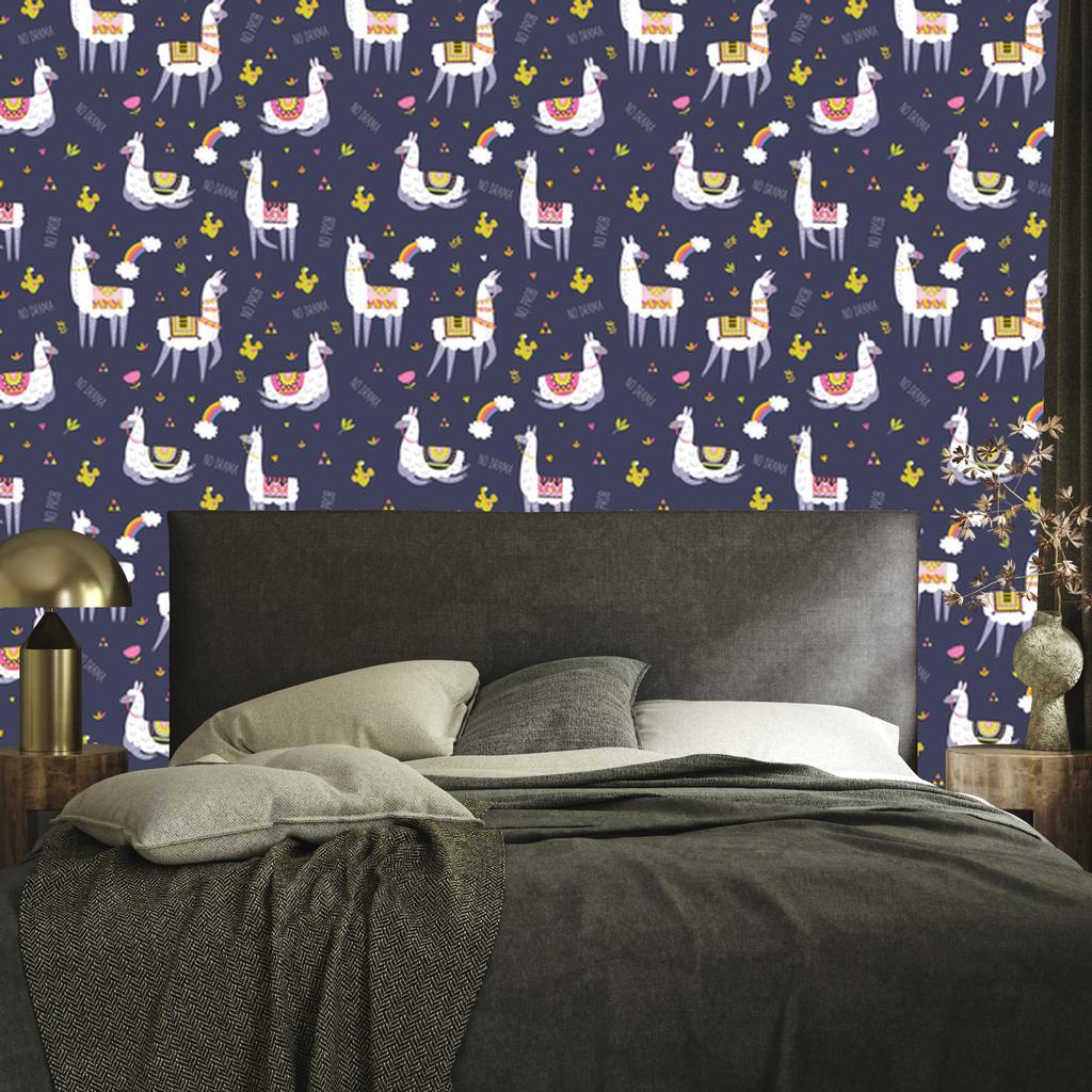 Llama wallpaper animals and rainbows for living room and bedroom 50x1000