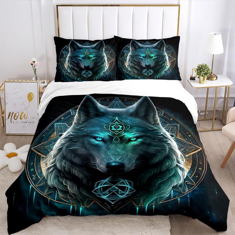 3pcs Enchanted Wolf Bedding Set - 1 Soft Quilt Cover + 2 Pillowcases, Machine Washable - Suitable for All Seasons, Perfect Gift for Friends