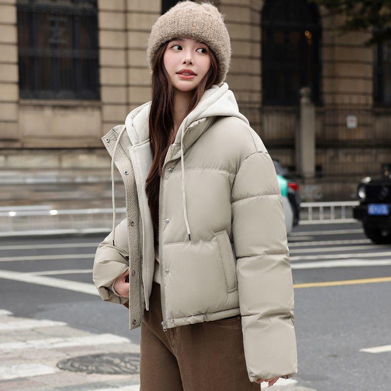 Winter Hooded Cotton Coat Women Short Thickened Warm Jacket Fashion Outwear